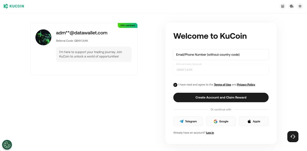 Utilisez un code KuCoin