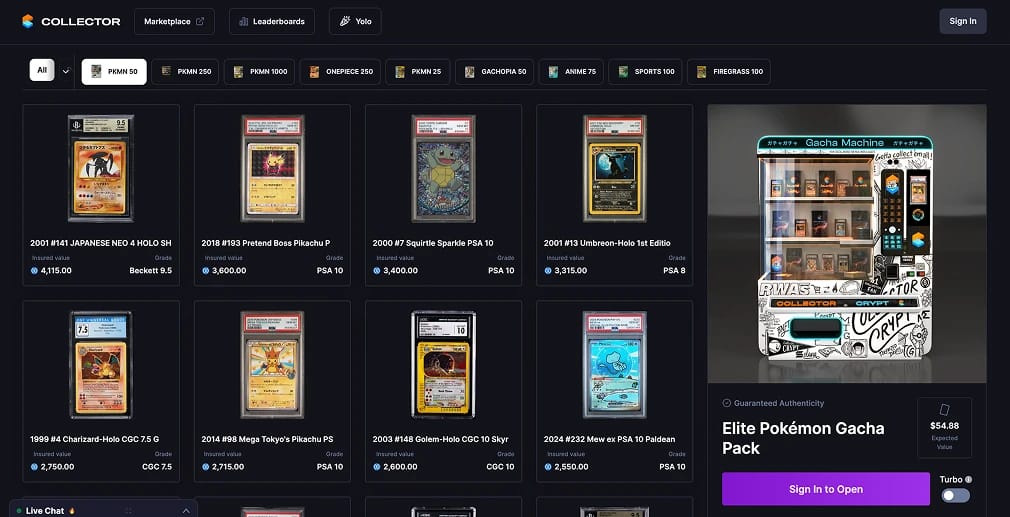 The Collector Crypt Gacha Machine