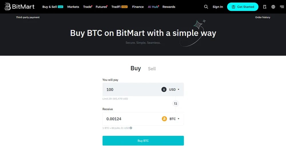 Buy Crypto With Fiat on BitMart