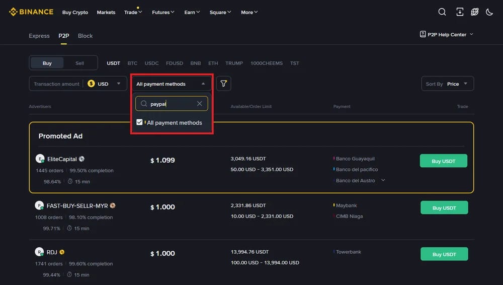 هل يمكنني الإيداع من PayPal إلى Binance؟