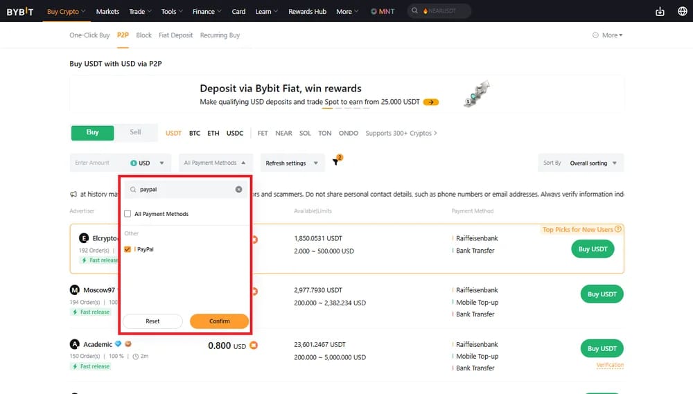 كيفية استخدام PayPal مع بديل Binance: Bybit