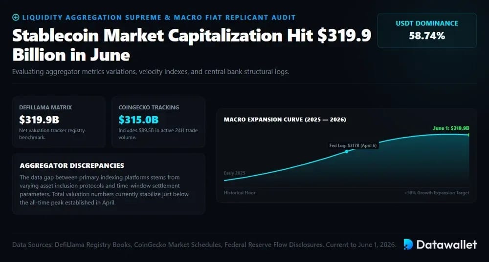 Stablecoin Market Capitalization Hit $319.9 Billion in June