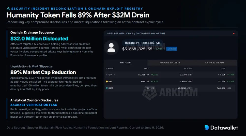 Humanity Token Falls 89% After $32M Drain