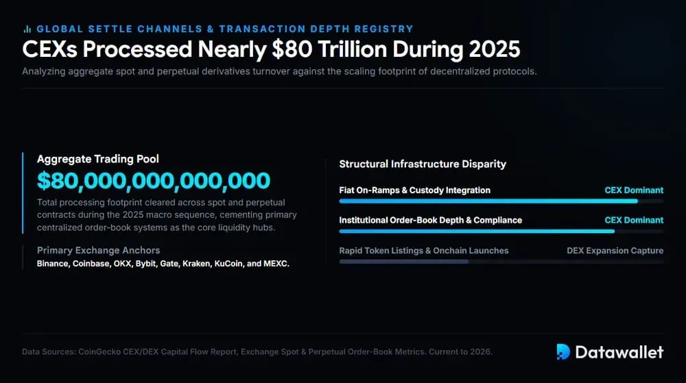 CEXs Processed Nearly $80 Trillion During 2025