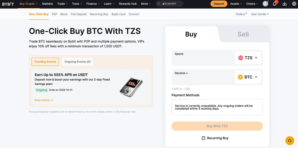 Bybit TZS Blocked