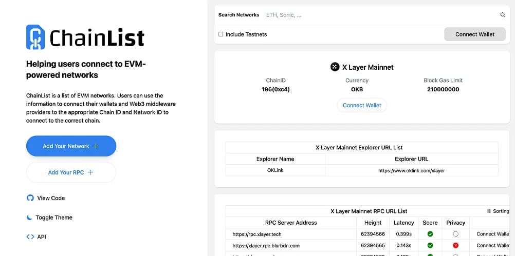 Ajouter X Layer  MetaMask