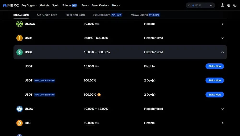MEXC USDT Yield