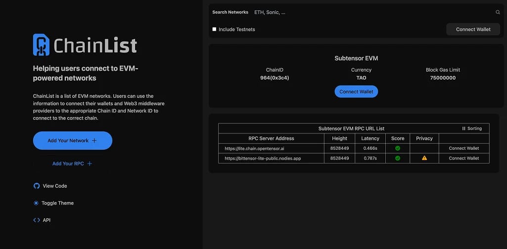 Come aggiungere Bittensor EVM a MetaMask