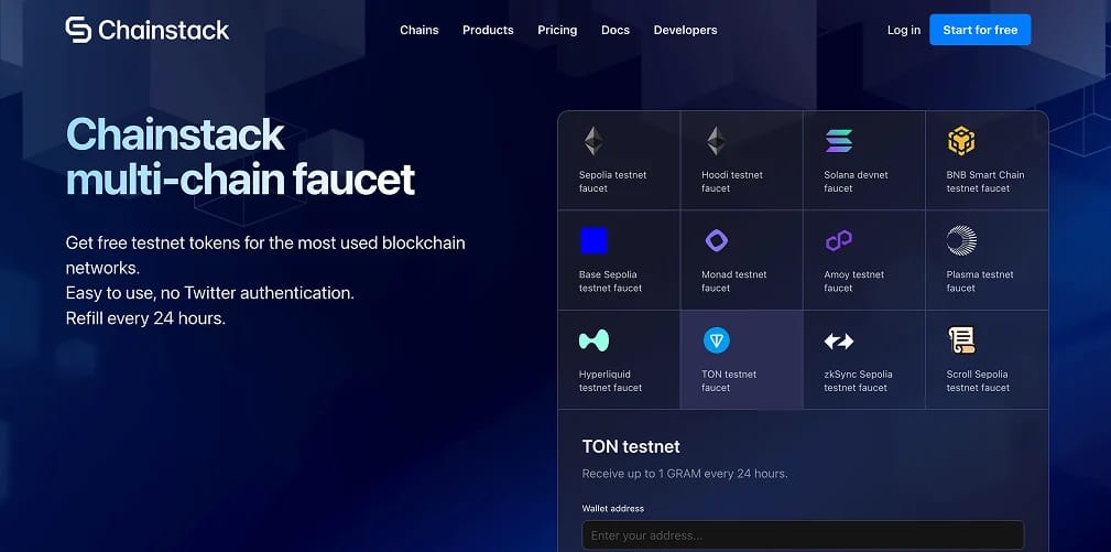 Faucets TON testnet alternatifs