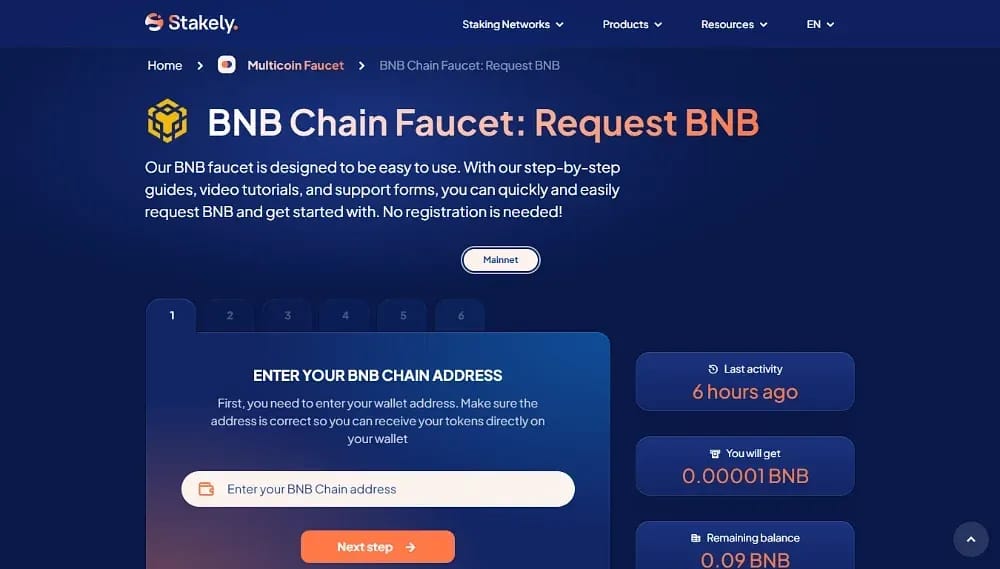 Faucets testnet Binance alternatifs