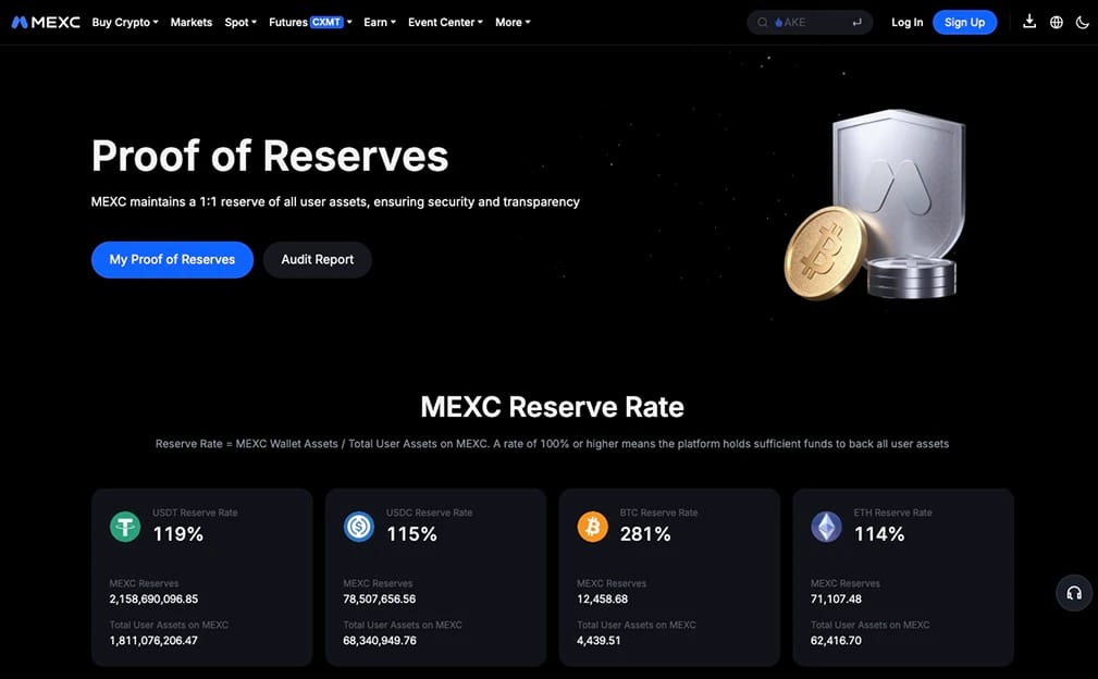 MEXC Proof of Reserves.