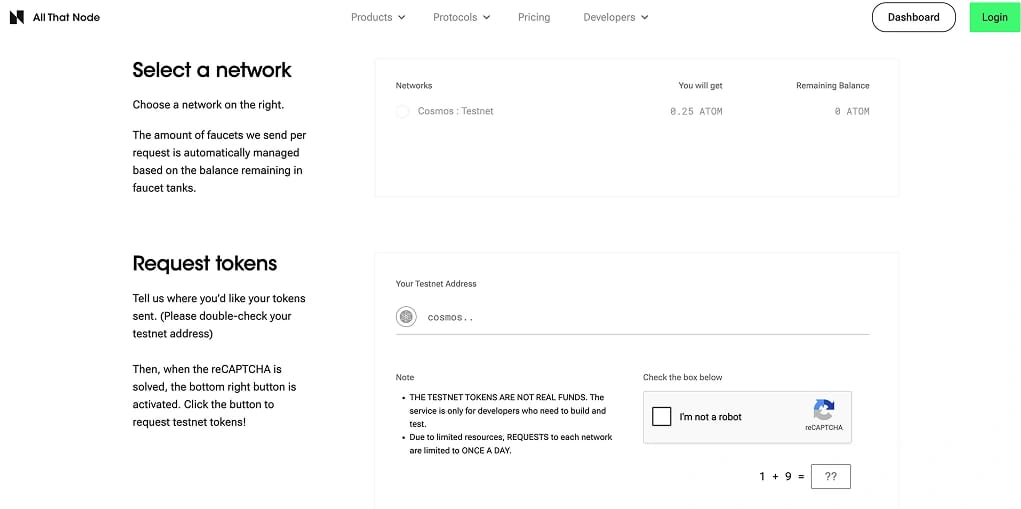 Faucets alternatifs pour le testnet Cosmos
