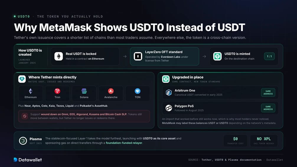 Pourquoi MetaMask affiche USDT0 au lieu d'USDT