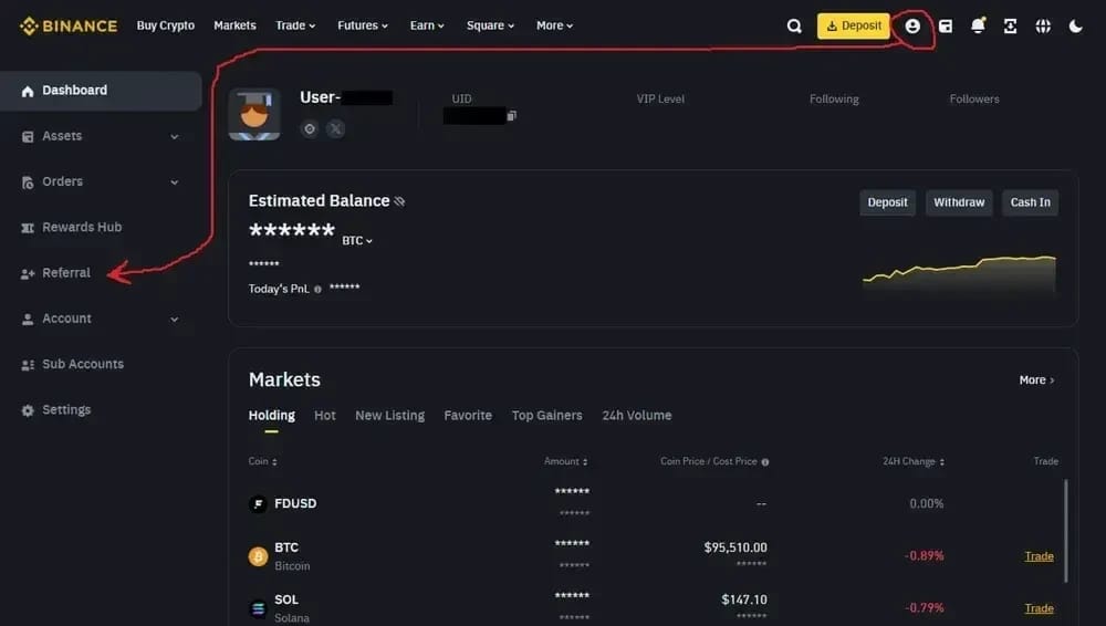 Referral-Code Binance-Website