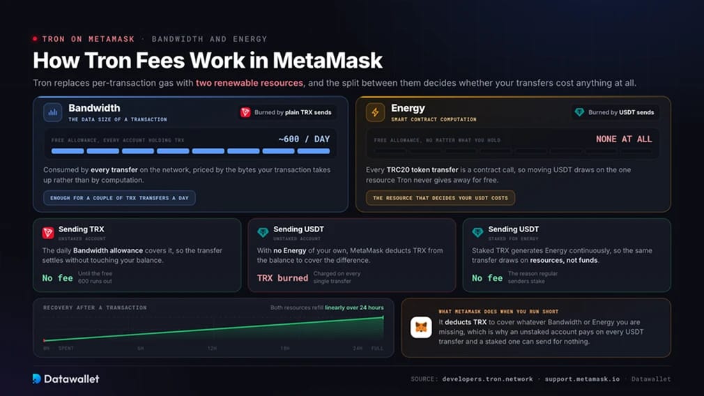 Tron 费用在 MetaMask 中的运作方式