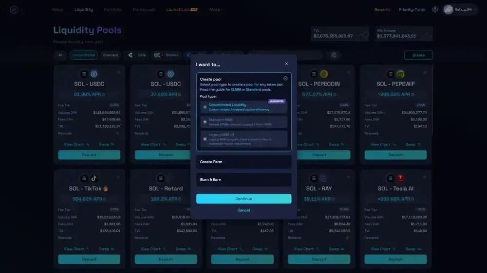 Crear un pool para un nuevo token