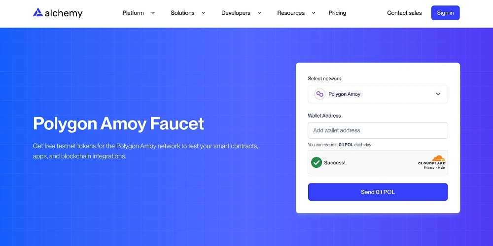 Cómo obtener tokens de la testnet Polygon Amoy
