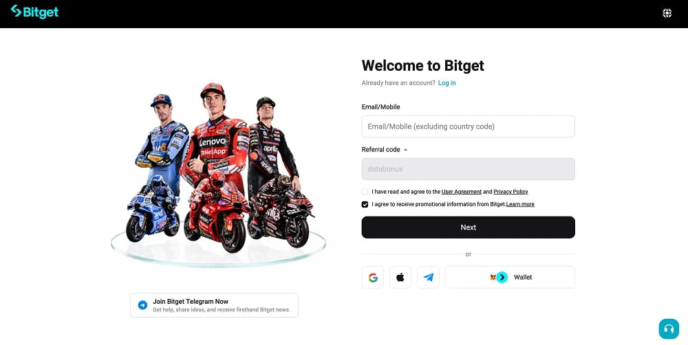 Utiliser le code de parrainage Bitget