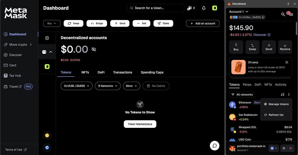 إضافة USDC إلى MetaMask