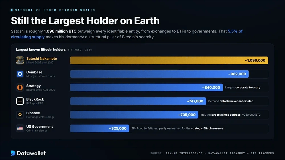 Comparaison entre Satoshi et les autres baleines du Bitcoin